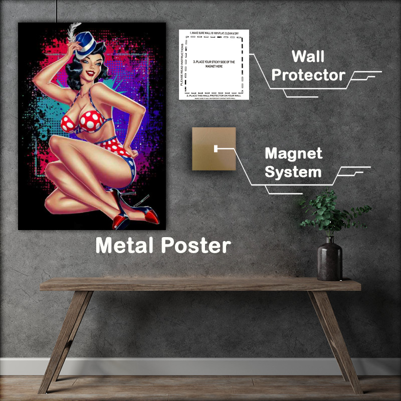 Buy Metal Poster : (Retro pin up lady in the show)
