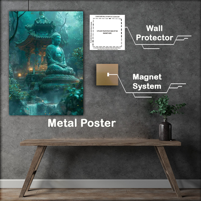 Buy Metal Poster : (A Buddha on a temple in the jungle)