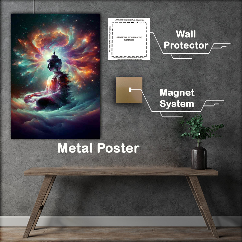 Buy Metal Poster : (Buddha in a contemplative state representing the creation)