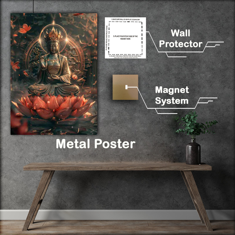 Buy Metal Poster : (Buddha in a lotus sitting)