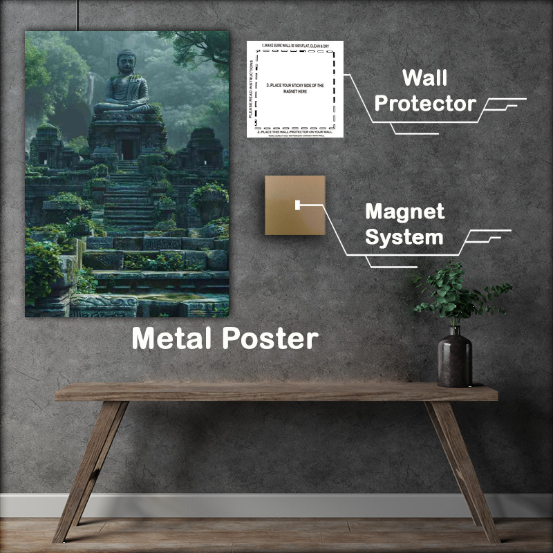Buy Metal Poster : (Buddha on a temple in the jungle)