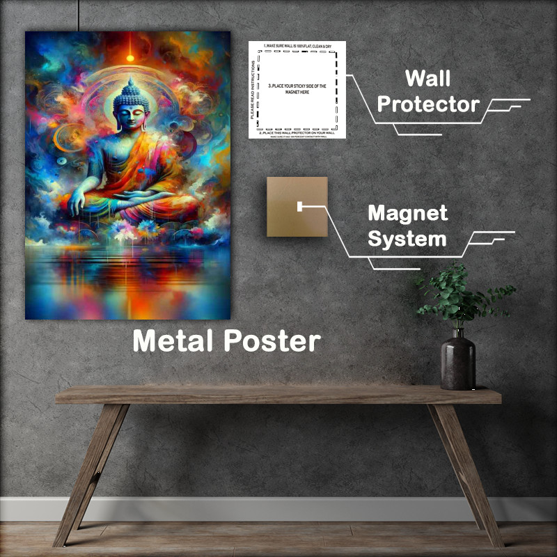 Buy Metal Poster : (serene Buddha figure in a meditative pose. The Buddh)