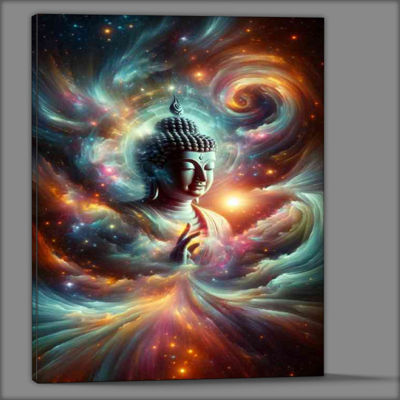 Buy Canvas : (serene Buddha figure surrounded by a swirl of galactic energy)