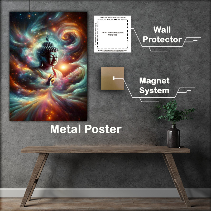 Buy Metal Poster : (serene Buddha figure surrounded by a swirl of galactic energy)