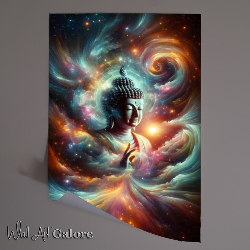 Buy Unframed Poster : (serene Buddha figure surrounded by a swirl of galactic energy)