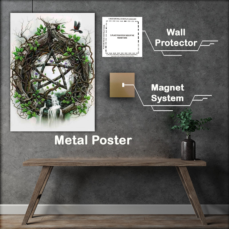 Buy Metal Poster : (Wiccan Pentacle with vines)