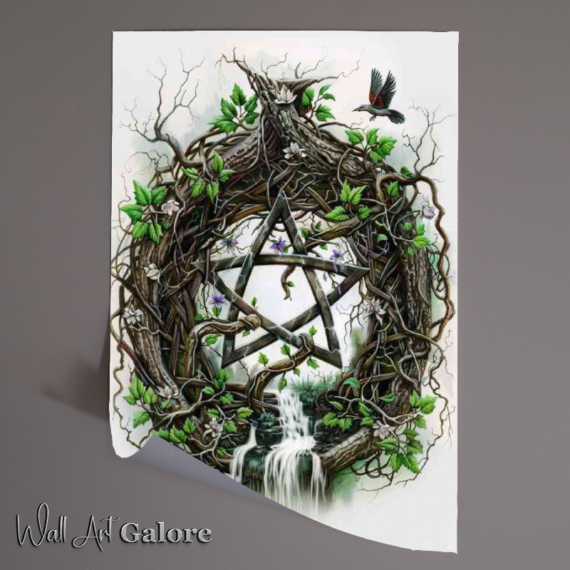 Buy Unframed Poster : (Wiccan Pentacle with vines)