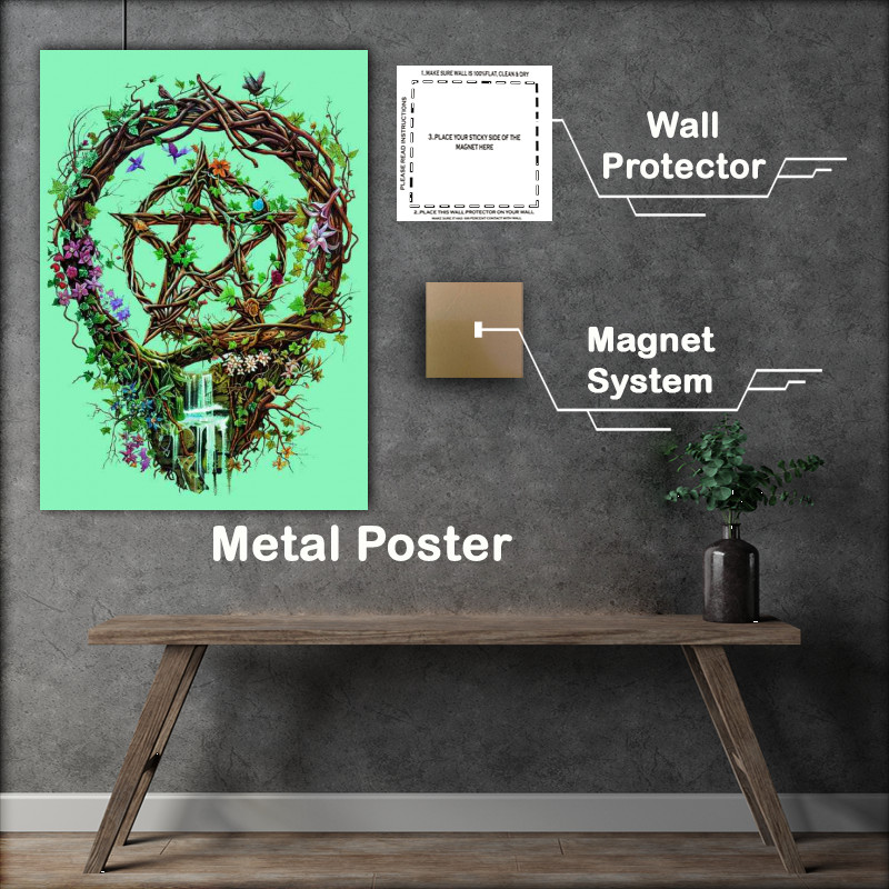 Buy Metal Poster : (Wiccan Pentacle with waterfall)
