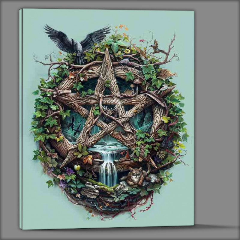 Buy Canvas : (Wiccan Pentacle wood vines and doves)