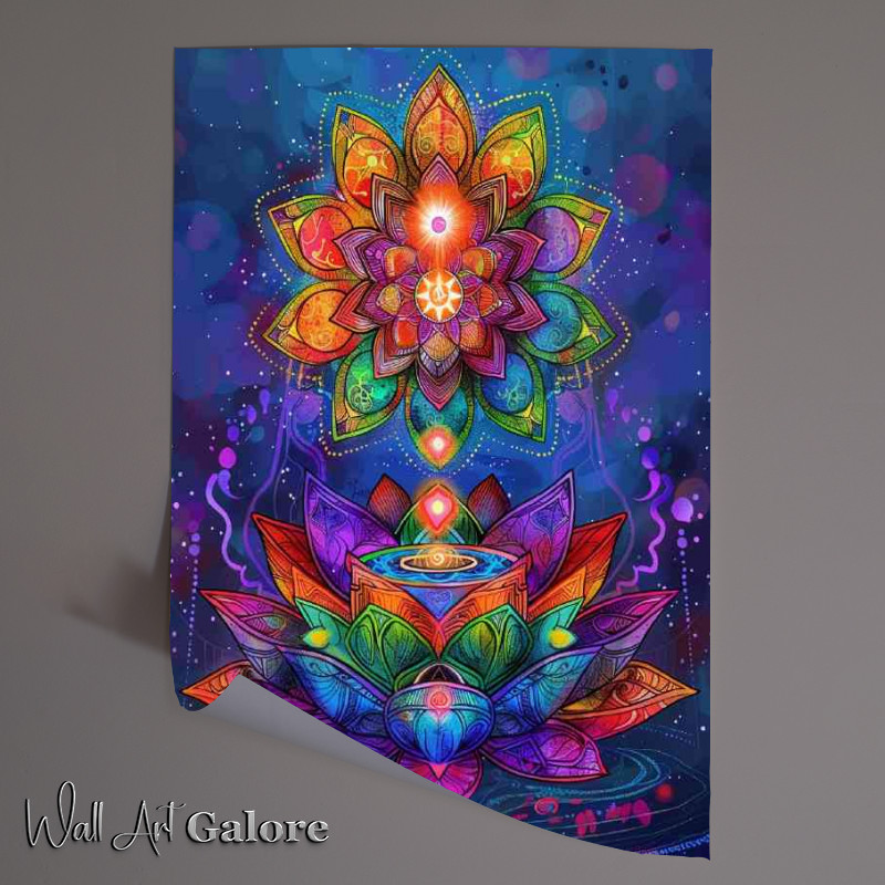 Buy Unframed Poster : (A colorful image of the chakras inside a lotus flower)