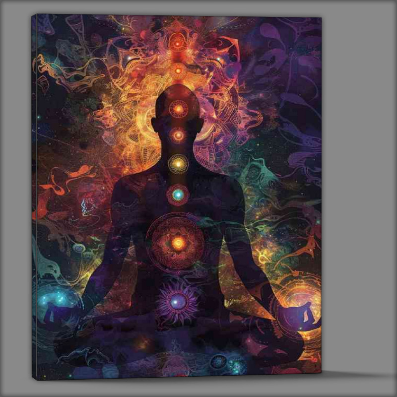 Buy Canvas : (A man meditating surrounded by chakras)