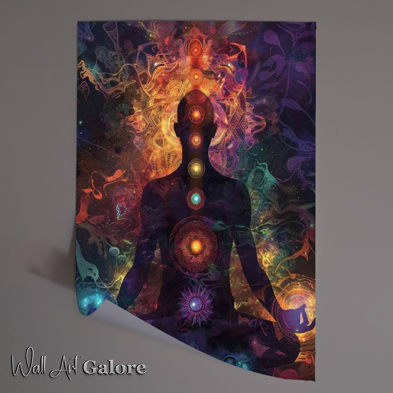 Buy Unframed Poster : (A man meditating surrounded by chakras)