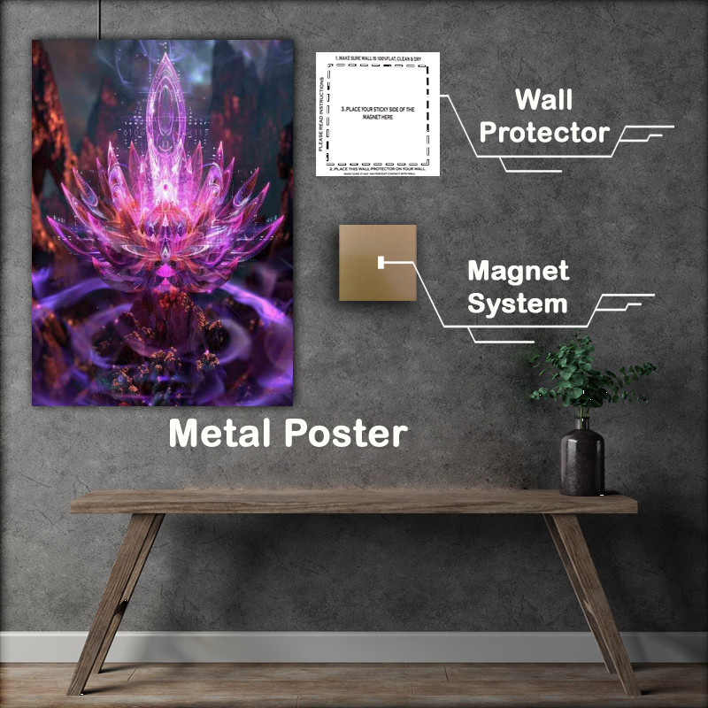 Buy Metal Poster : (Chakra buddaha and lotus in the style_of_celestial)