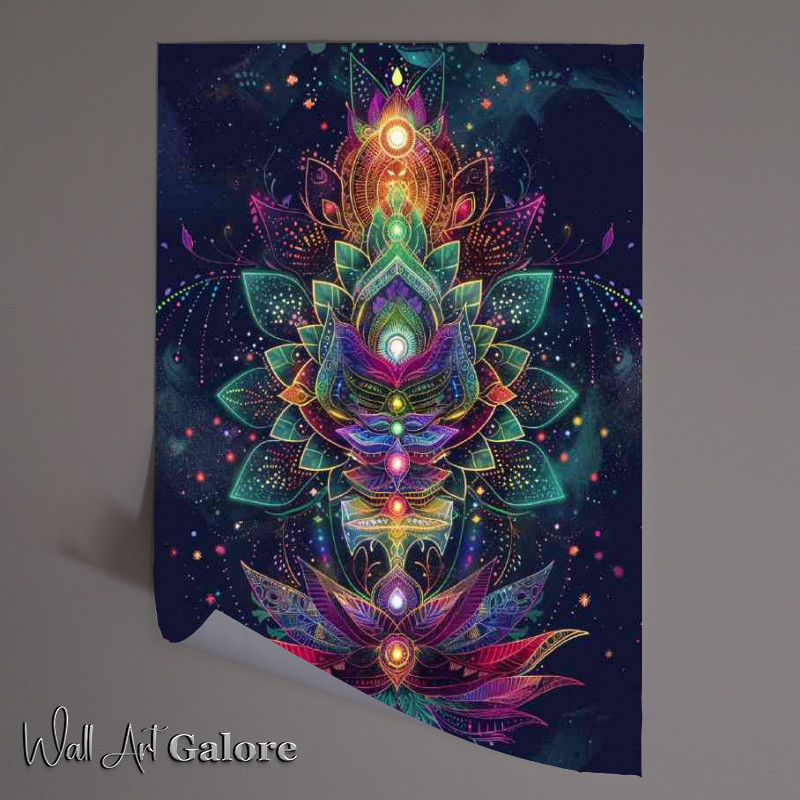 Buy Unframed Poster : (Colorful chakras inside a lotus)