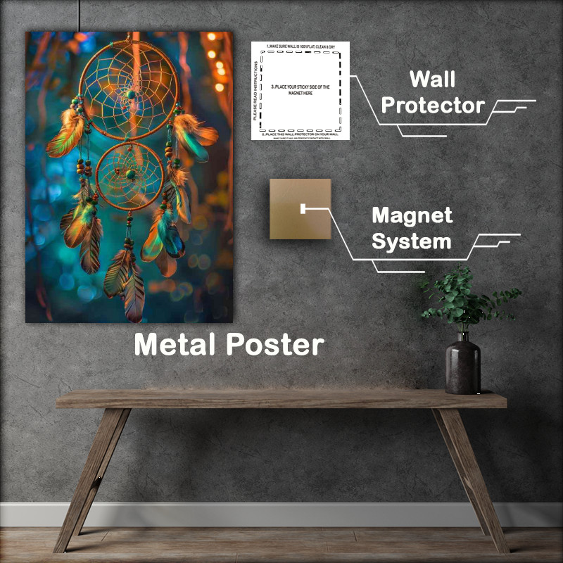 Buy Metal Poster : (Dream catcher in the night sky with amazing colors)