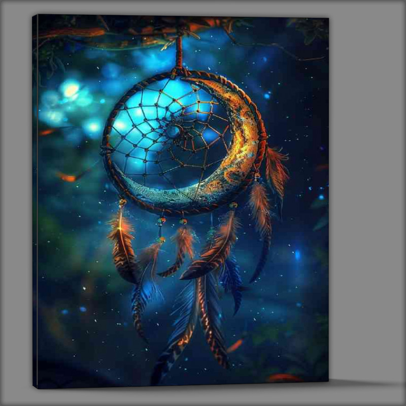 Buy Canvas : (Dream catcher with feathers in it and a moon)