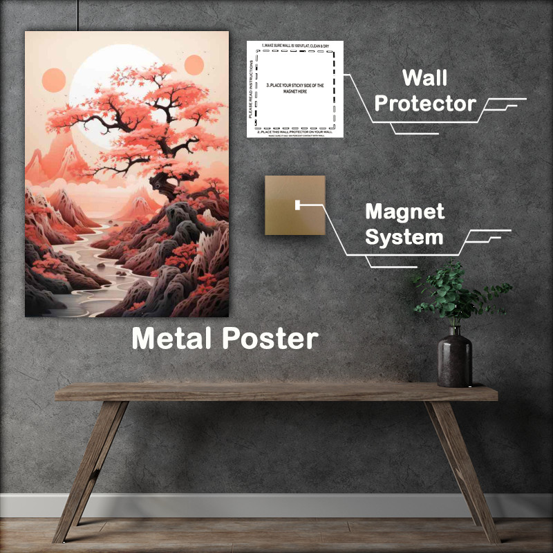 Buy Metal Poster : (Cherry Tree Oases Japans Lakeside Blossom Spots)