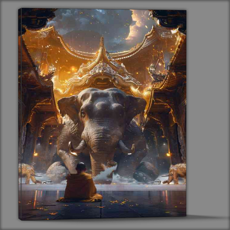 Buy Canvas : (Elephant and the chinese monk)