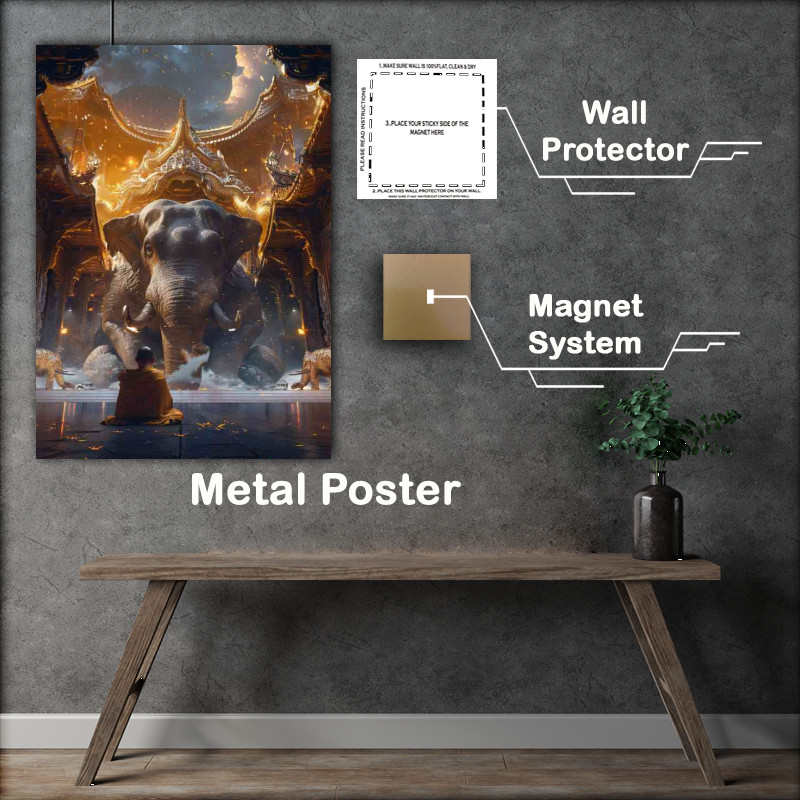 Buy Metal Poster : (Elephant and the chinese monk)