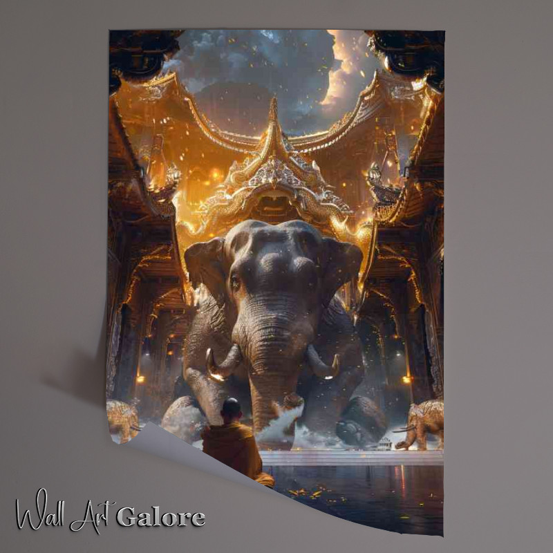 Buy Unframed Poster : (Elephant and the chinese monk)