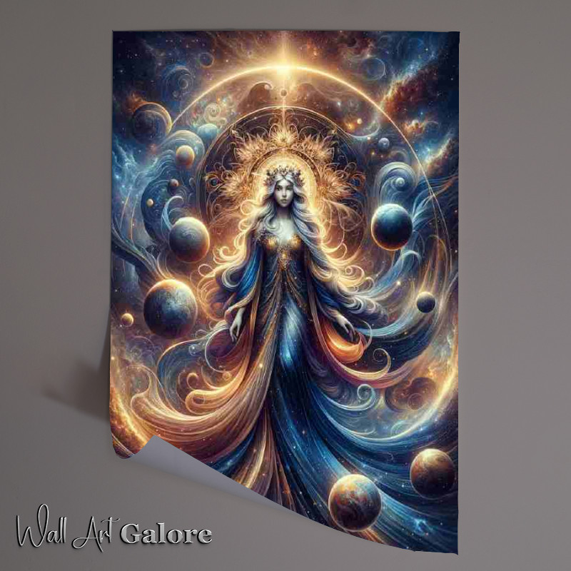 Buy Unframed Poster : (Goddess with flowing robes colored in deep blue and gold)