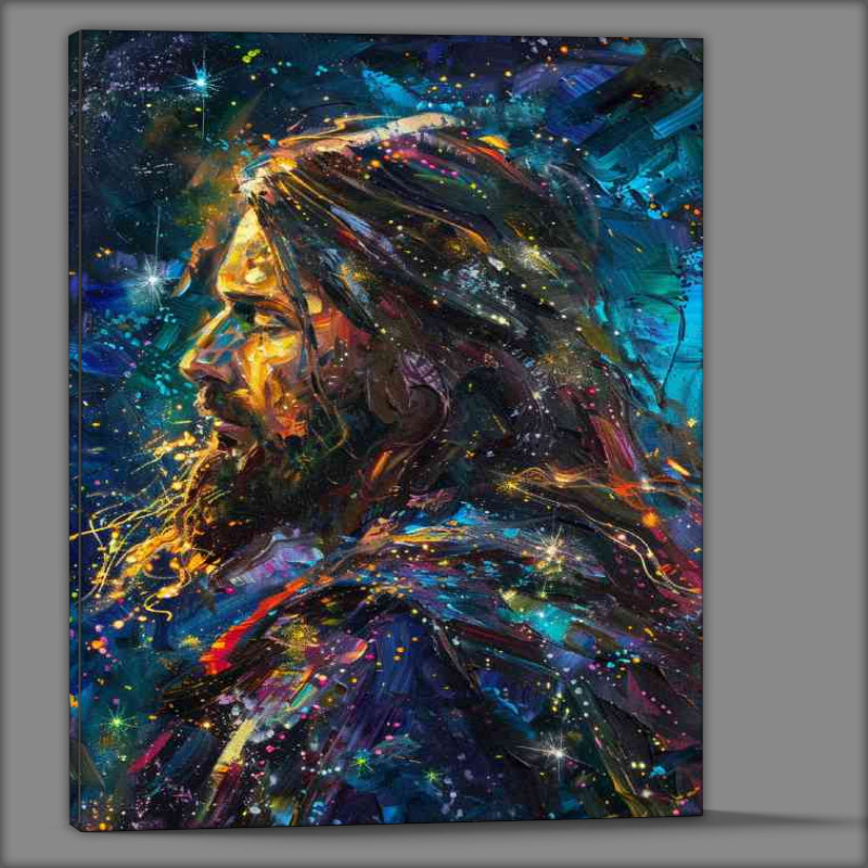 Buy Canvas : (Jesus picture with his back at night with stars)