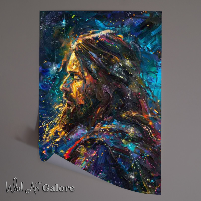 Buy Unframed Poster : (Jesus picture with his back at night with stars)
