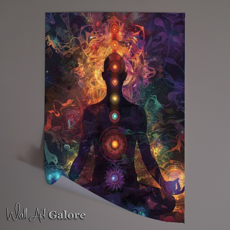 Buy Unframed Poster : (Meditating surrounded by chakras)