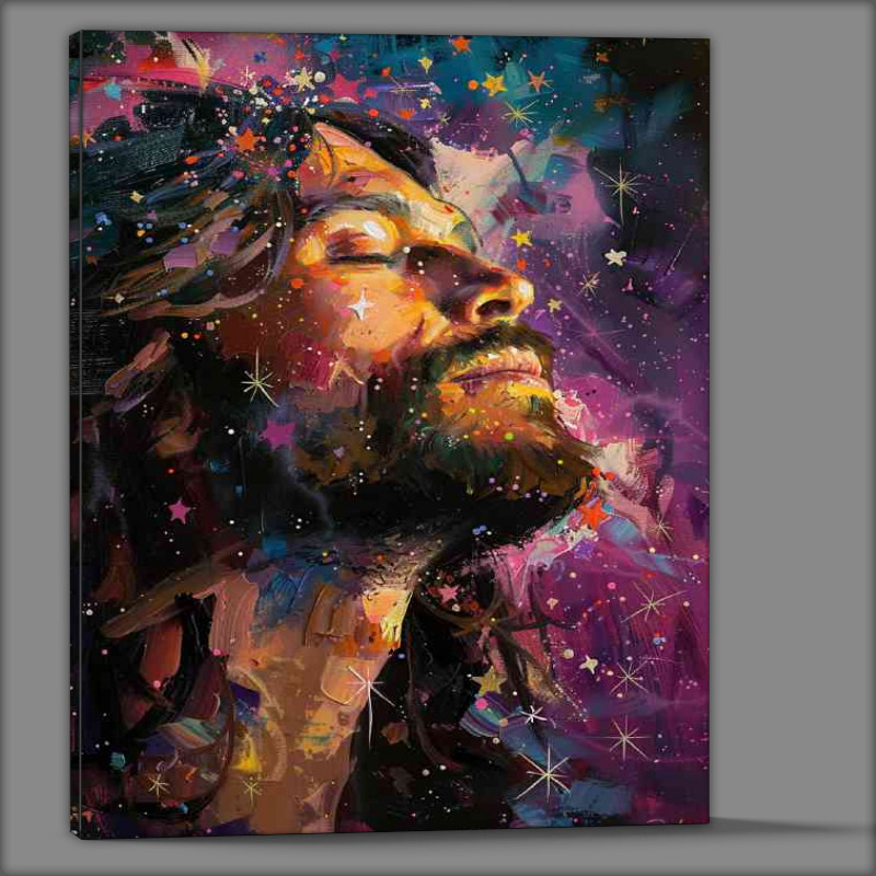 Buy Canvas : (Painting of jesus with a starry night)