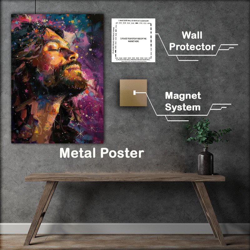 Buy Metal Poster : (Painting of jesus with a starry night)
