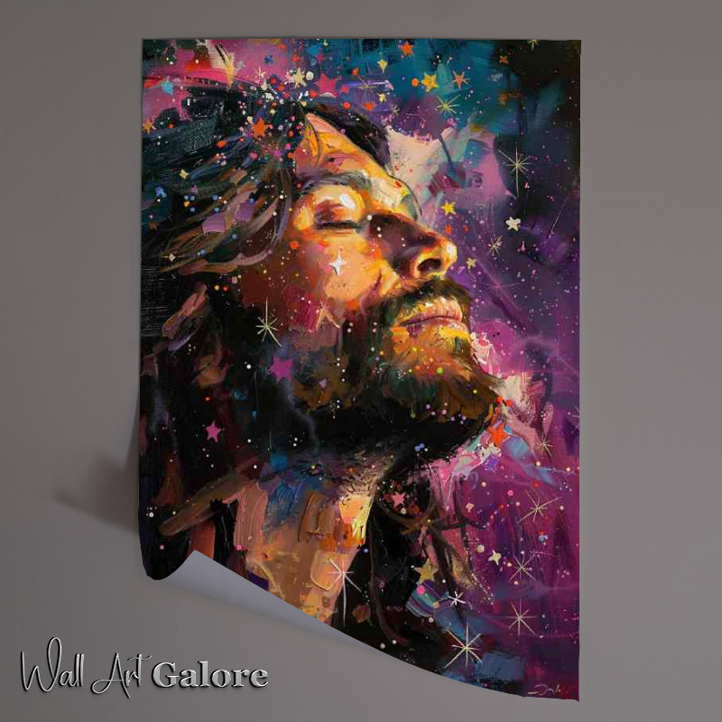 Buy Unframed Poster : (Painting of jesus with a starry night)