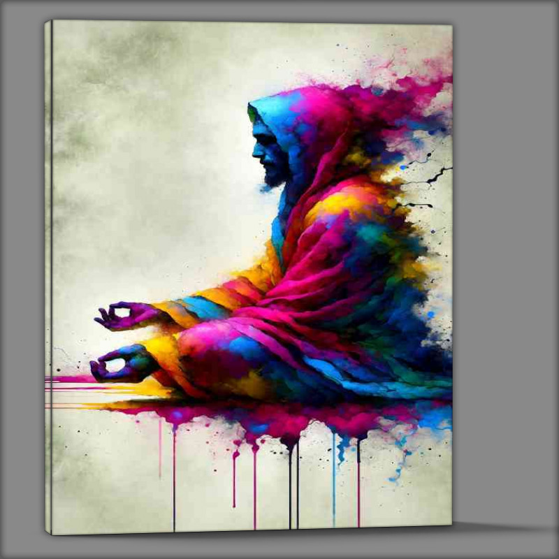 Buy Canvas : (contemplative figure in meditation draped in robes of rich magenta)