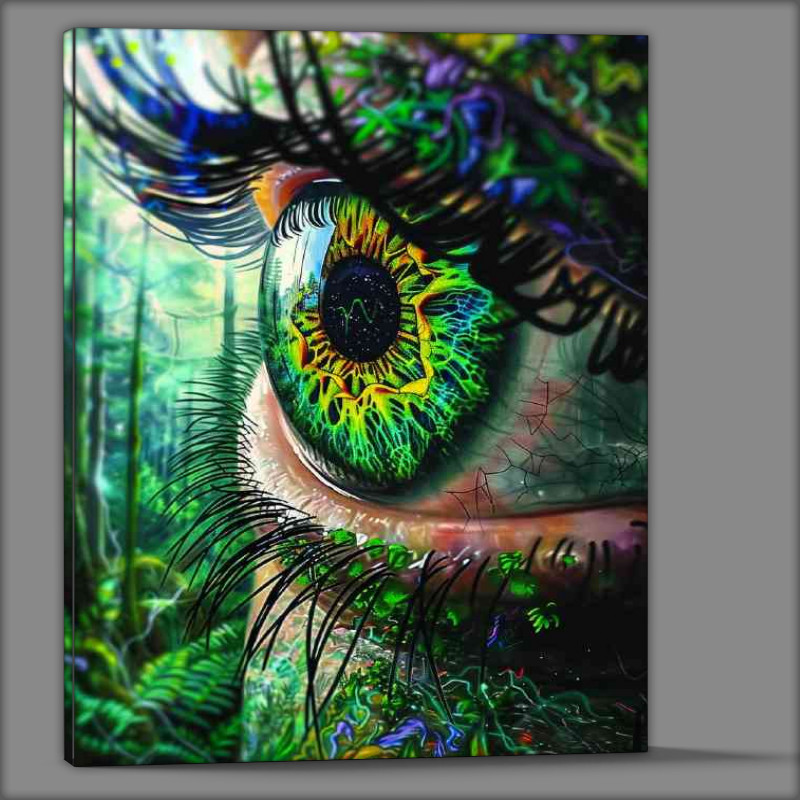 Buy Canvas : (Close up of an eye with trees and plants growing)