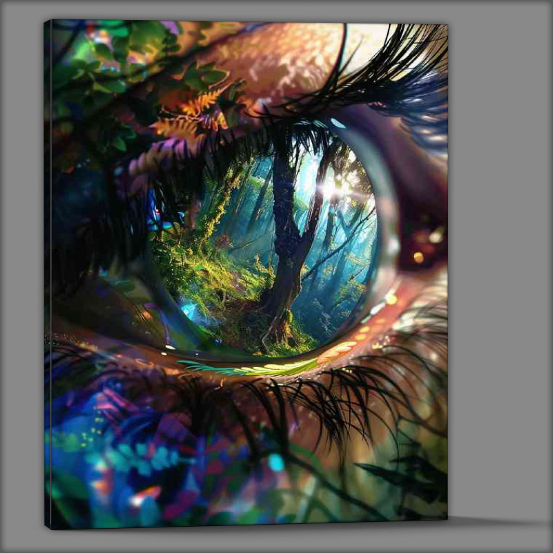 Buy Canvas : (Closeup of an eye reflects the vibrant colors)