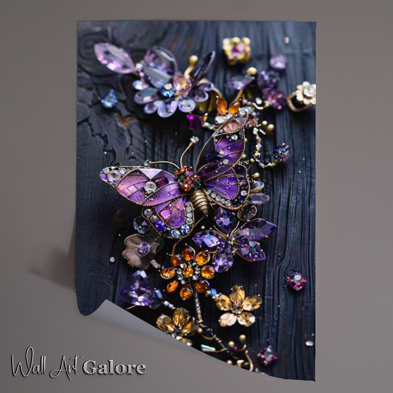 Buy Unframed Poster : (Beautiful butterfly with a purple and gold)