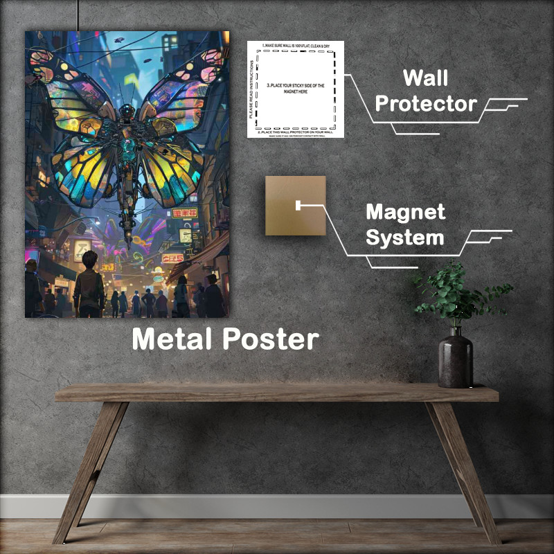 Buy Metal Poster : (Giant Butterfly made of colorful glass)