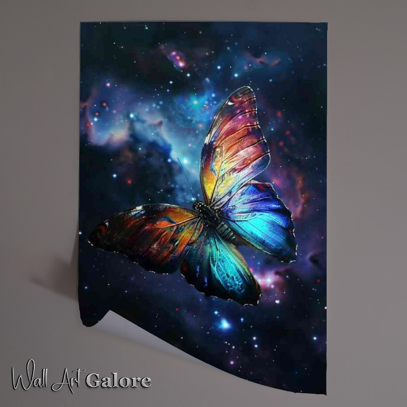 Buy Unframed Poster : (Stunning Butterfly with vibrant colors gracefully flying)