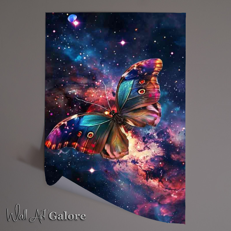 Buy Unframed Poster : (butterfly flying in the cosmos sky)