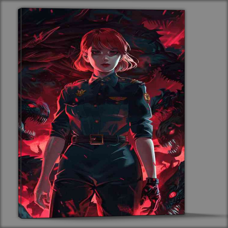 Buy Canvas : (Beautiful red haired woman with short hair)