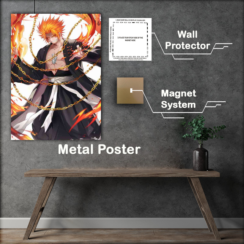 Buy Metal Poster : (Bleach anime character holding gold chains)