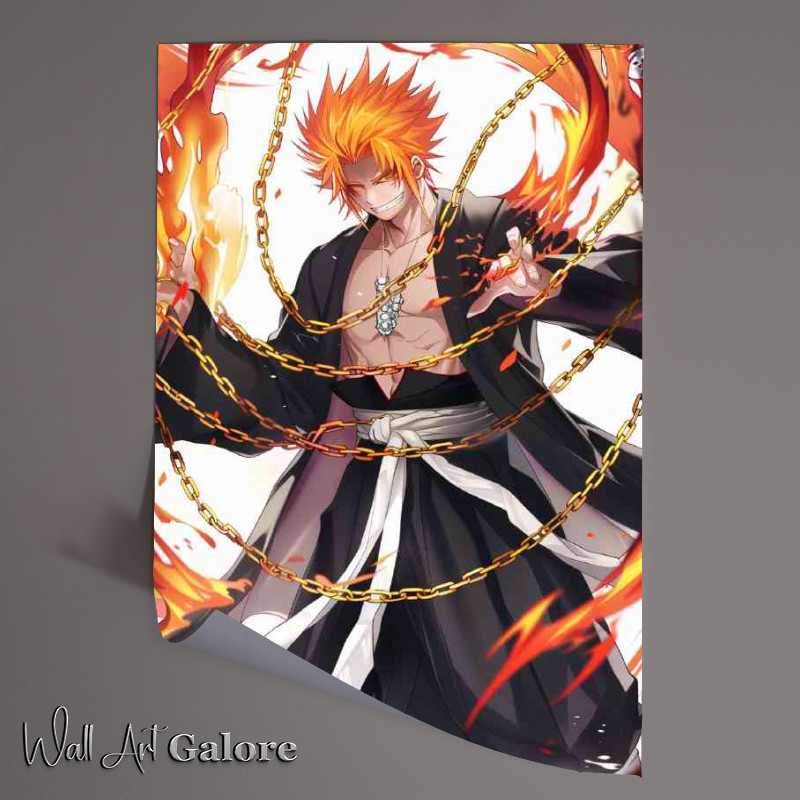 Buy Unframed Poster : (Bleach anime character holding gold chains)