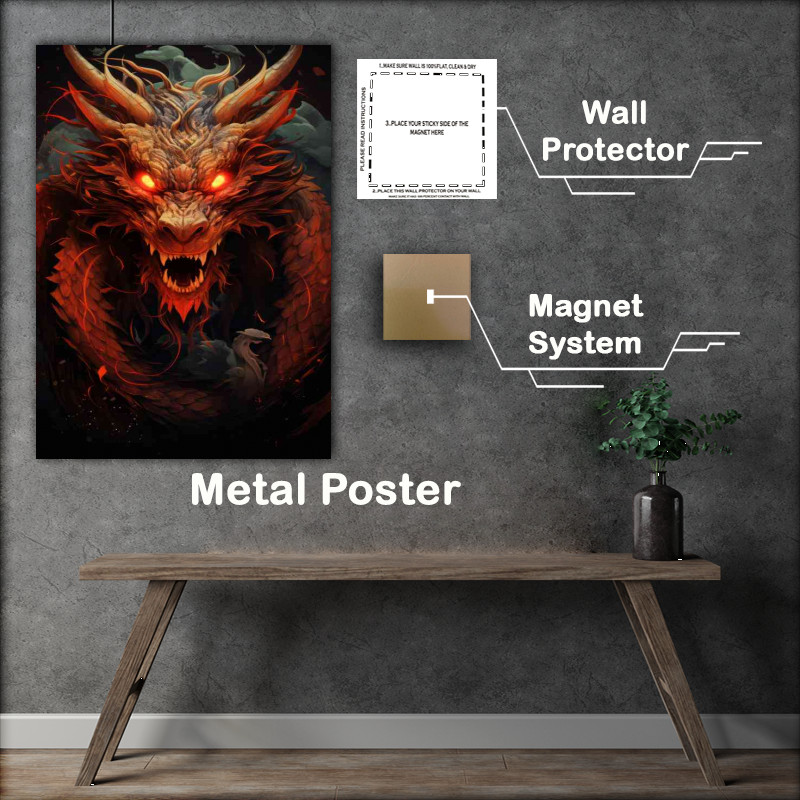Buy Metal Poster : (Dragon with red glowing eyes)