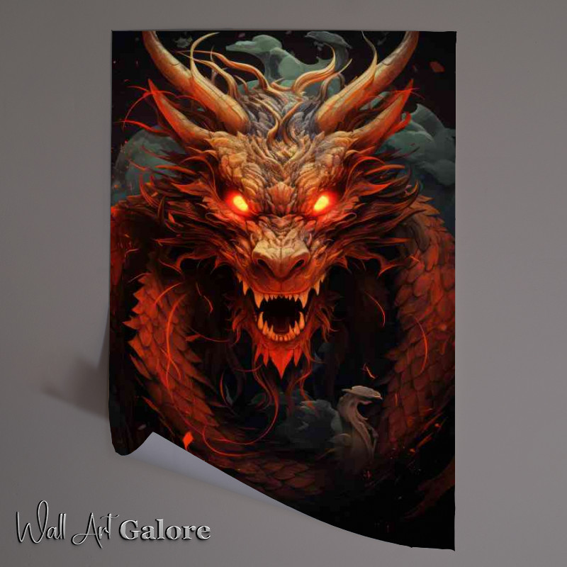 Buy Unframed Poster : (Dragon with red glowing eyes)