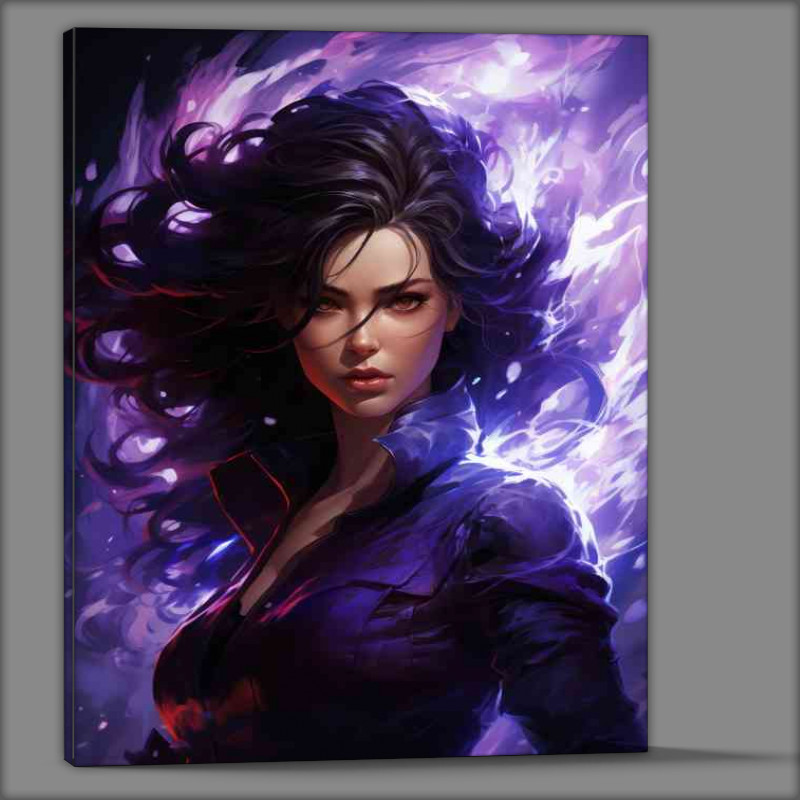 Buy Canvas : (Female anime character in purple with dark hair)