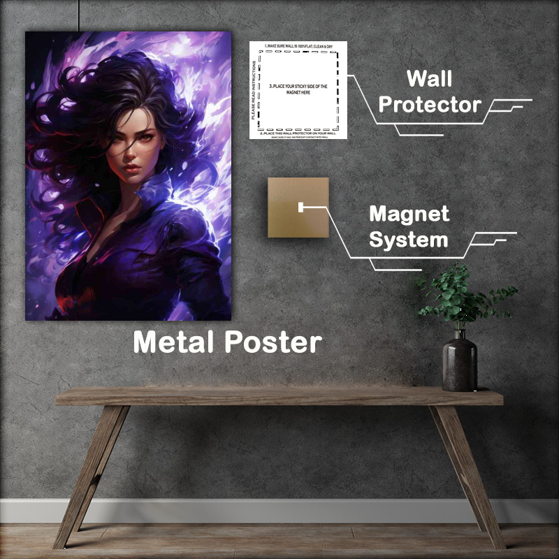 Buy Metal Poster : (Female anime character in purple with dark hair)