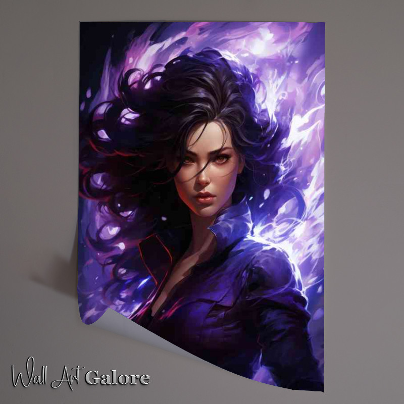 Buy Unframed Poster : (Female anime character in purple with dark hair)