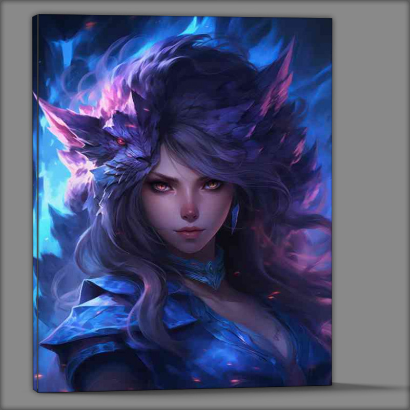 Buy Canvas : (Female character wearing a blue and purple costume)