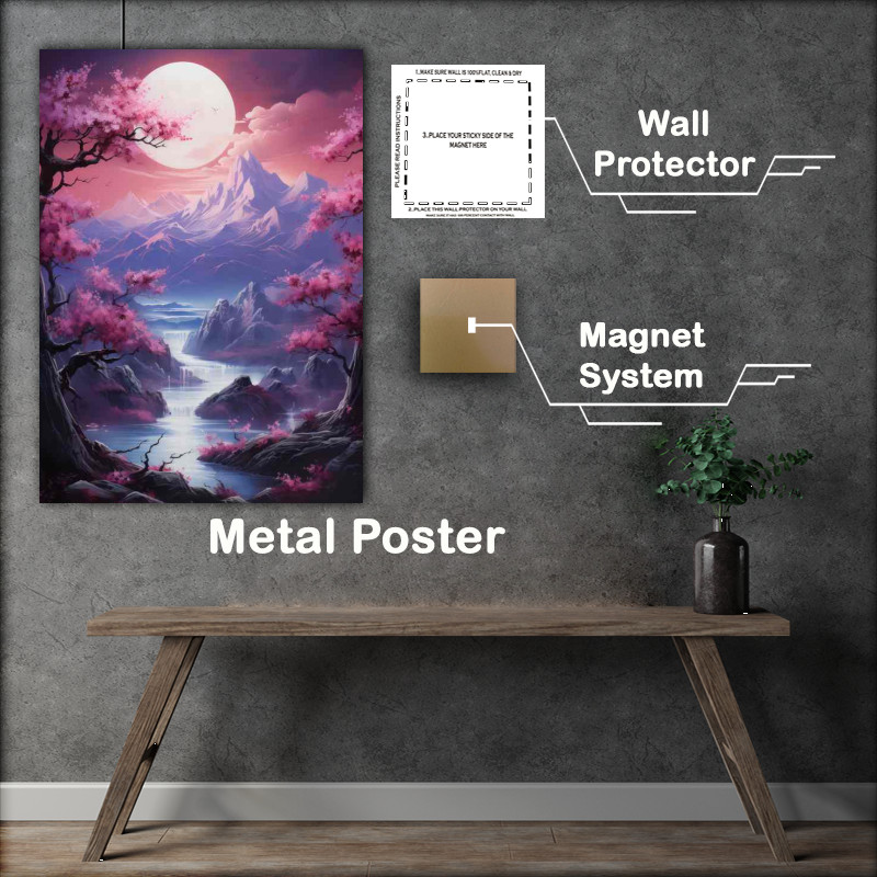 Buy Metal Poster : (Hanami Heaven Mountains Waters and Blossoms)