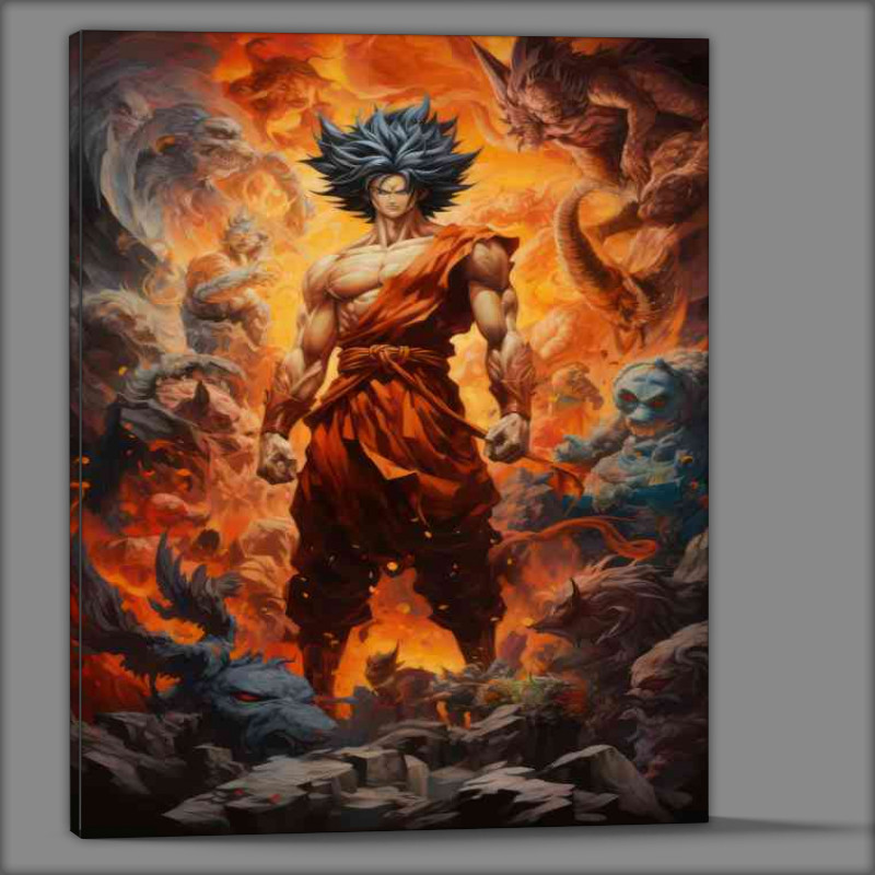 Buy Canvas : (Goku surrounded by monsters poster)