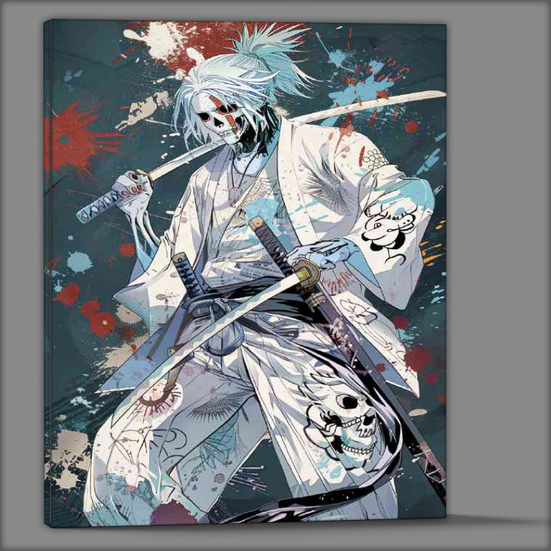 Buy Canvas : (Gray blue hair wearing a white suit with Japanese)